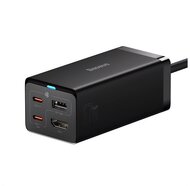 BASEUS hálózati elosztó USB+2 Type-C+HDMI aljzat (67W, GaN5, PD gyorstöltő + hálózati kábel) FEKETE