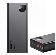 BASEUS ADAMAN vésztöltő 2 USB+Type-C aljzat (20000mAh, 65W, PD gyorstöltő 3.0, LED kijelző) FEKETE