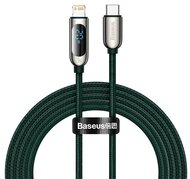 BASEUS adatkábel (Type-C - lightning, 20W, PD gyorstöltő, 200cm, LED kijelző) SÖTÉTZÖLD