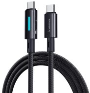 BASEUS adatkábel (Type-C - Type-C, 2.4A, 100W, PD gyorstöltő, 100cm, cipőfűző, törésgátló, LED kijelző) FEKETE