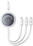 BASEUS FREE2DRAW adatkábel 3in1 (USB - Type-C/lightning/microUSB, 100W, gyorstöltő, 110cm, csévélhető) FEHÉR