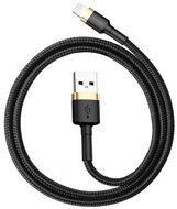 BASEUS CAFULE adatkábel (USB - lightning, 2.4A, gyorstöltő 3.0, 100cm, törésgátló) FEKETE/ARANY