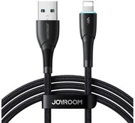 JOYROOM STARRY adatkábel (USB - lightning, 3A, gyorstöltő, 100cm, LED jelzés) FEKETE