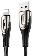 JOYROOM SHARP adatkábel (USB - lightning, 2.4A, gyorstöltő, 200cm, cipőfűző, LED jelzés) FEKETE