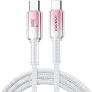 JOYROOM CRYSTAL-CLEAR adatkábel (Type-C - Type-C, 60W, gyorstöltő, 120cm, cipőfűző) FEHÉR