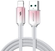 JOYROOM CRYSTAL-CLEAR adatkábel (USB - lightning, 3A, gyorstöltő, 120cm, cipőfűző) FEHÉR
