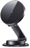 JOYROOM autós tartó (műszerfalra, mágneses, gyorstöltő, 15W, wireless, LED jelzés) FEKETE