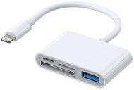 JOYROOM kártyaolvasó (lightning -TF/MicroSD+USB+Type-C aljzat, OTG) FEHÉR