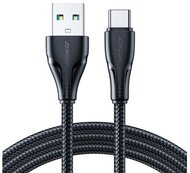 JOYROOM SURPASS adatkábel (USB - Type-C, 3A, gyorstöltő, 120cm, cipőfűző, törésgátló) FEKETE