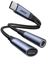 JOYROOM adapter kábel 2in1 (Type-C+3.5mm jack aljzat - Type-C, PD gyorstöltő, cipőfűző, DAC) FEKETE