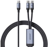 JOYROOM adatkábel 2in1 (Type-C - Type-C/Type-C, 100W, gyorstöltő, 150cm, cipőfűző) FEKETE