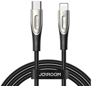 JOYROOM STAR-LIGHT adatkábel (Type-C - lightning, 30W, 120cm, gyorstöltő, LED jelzés) FEKETE