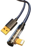JOYROOM adatkábel (USB - lightning, 2.4A, gyorstöltő, 120cm, 90 fokos) FEKETE