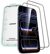 UGREEN SP1146 képernyővédő üveg 2db (2.5D, 0.33mm, 9H + segédkeret) FEKETE Apple iPhone 17 Pro