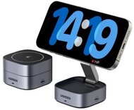 UGREEN töltőállomás, vezeték nélküli töltés, 2 az 1-ben, 7,5W, összecsukható, szürke (Tápegység nélkül)