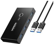 UGREEN KMP Switch USB 3.0, 4 port, 2x4, 2 USB-A bemenet 4 USB-A kimenet, 5Gbps, fekete