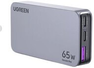 UGREEN Nexode hálózati töltő, travel adapter, ultra slim, vékony, 65W, 3 port, GaN, 2x USB-C, 1x USB-A, UK/EU, szürke