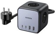 UGREEN PowerCube 7 az 1-ben hálózati elosztó, 65W, DigiNest Cube, 2x USB-C, 2x USB-A, 3x SCHUKO, 1,8m, fekete