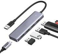 UGREEN USB 3.0 HUB 4 Port USB-A, 5 Gbps, USB-C tápellátással, szürke