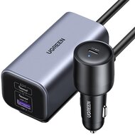 UGREEN Szivargyújtós autós gyorstöltő, bővített töltőelosztóval, 4 port, 3x USB-C, 1x USB-A, 150W, 1m, szürke