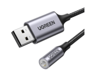 UGREEN Kábel USB 2.0 USB-A - Audio 3,5mm Jack M/F, 0,25m, fekete