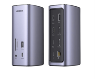 UGREEN Dokkoló állomás 12 az 1-ben, Triple Display, 8K@30Hz, USB 3.1 HUB, Ethernet, HDMI 2.1, DP 1.2, 100W, szürke