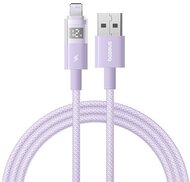 BASEUS DISPLAY II adatkábel (USB - lightning, 2.4A, gyorstöltő, cipőfűző, LED kijelző, 100cm) LILA