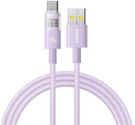 BASEUS DISPLAY II adatkábel (USB - Type-C, 100W, gyorstöltő, cipőfűző, LED kijelző, 100cm) LILA