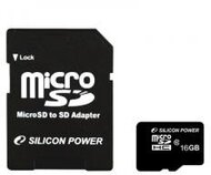 Silicon Power microSDHC 16GB Class10 memória kártya + SD adapter