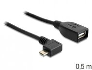 Delock Cable USB micro-B male > USB 2.0-A female OTG 50 cm angled