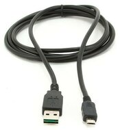 Gembird double-sided USB 2.0 AM to Micro-USB kábel, 1 m, fekete