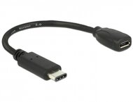 Delock 65578 USB 2.0 Type-C M - USB 2.0 micro-B F Adatkábel 0.15m - Fekete