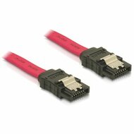 Delock 84302 SATA piros, egyenes/egyenes csatl. (fémlappal), 50 cm-es összekötő kábel