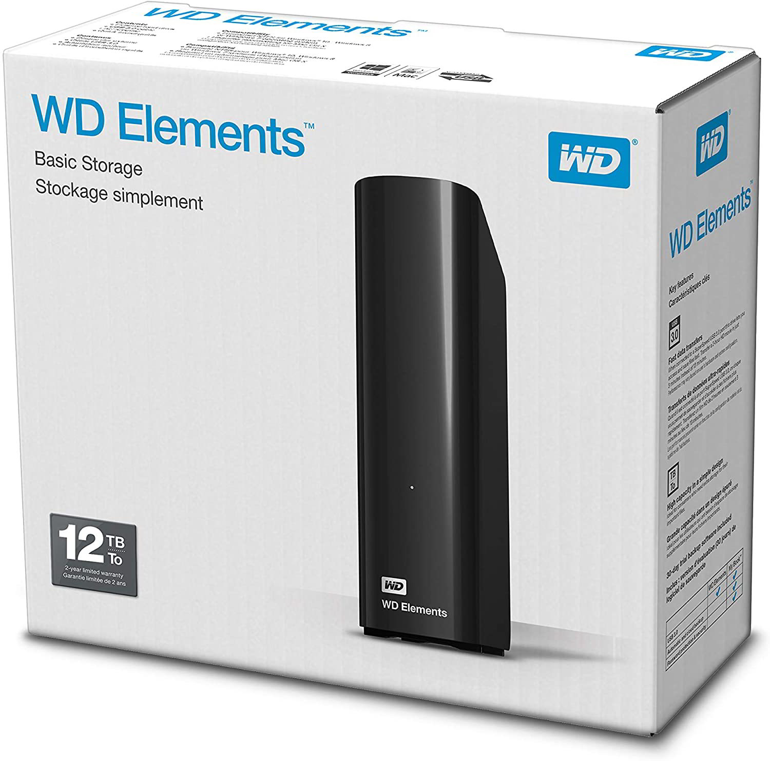 Western Digital 12TB Elements Desktop külső USB3.0 Fekete