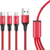 Unitek C4049RD USB-A - Micro USB + USB-C + Lightning (apa -apa) kábel 1.2m - Piros