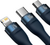 Baseus Flash Series 3 az 1-ben USB-kábel USB-C + micro USB + Lightning 100W 1.2m kék (CASS030003)
