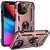 Apple iPhone 13 Pro Max Defender műanyag telefonvédő (közepesen ütésálló, szilikon belső, telefontartó gyűrű, beépített fémlemez) ROZÉARANY