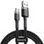 BASEUS CAFULE adatkábel és töltő (USB - microUSB, 2.4A, gyorstöltés támogatás, 50cm, törésgátló) SZÜRKE / FEKETE