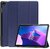 Tok álló, bőr hatású (aktív FLIP, oldalra nyíló, TRIFOLD asztali tartó funkció) SÖTÉTKÉK Lenovo Tab M10 (TB-328)