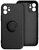 Szilikon telefonvédő (telefontartó gyűrű, mikrofiber plüss belső, beépített fémlemez, kamera védelem) FEKETE - Apple iPhone 15 Pro