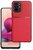Műanyag telefonvédő (szilikon keret, ütésállóság, mágneses, bőr hatású hátlap, csíkos) PIROS Xiaomi Poco X6 5GXiaomi Redmi Note 13 Pro 5G