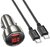 Hoco Z50_LIGHTNING_G hoco z50 autós töltő usb+type-c aljzat (48w, pd gyorstöltő 3.0, led kijelző + lightning kábel) sötétszürke
