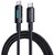 BASEUS adatkábel (Type-C - Type-C, 2.4A, 100W, PD gyorstöltő, 100cm, cipőfűző, törésgátló, LED kijelző) FEKETE