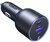 UGREEN Szivargyújtós autós gyorstöltő, 3 port, 2x USB-C, 1x USB-A, 75W, szürke